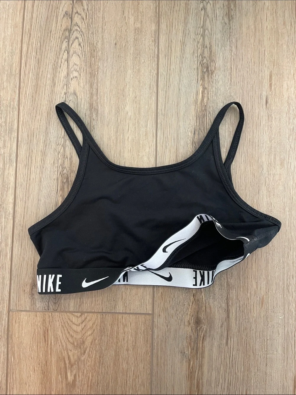 Nike Black Sports Bra with White Logo Band